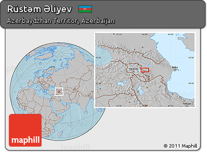 Gray Location Map of Rüstǝm Əliyev, hill shading