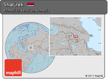Gray Location Map of Shatjrek, hill shading