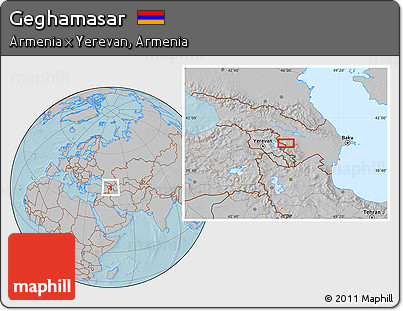 Gray Location Map of Geghamasar, hill shading
