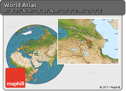 Satellite Location Map of the Area around 40° 23' 48" N, 45° 58' 30" E