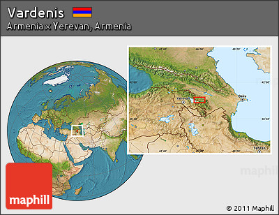 Satellite Location Map of Vardenis