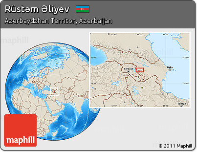 Shaded Relief Location Map of Rüstǝm Əliyev