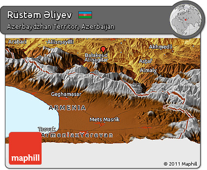 Physical Panoramic Map of Rüstǝm Əliyev