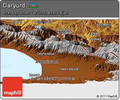 Physical Panoramic Map of Daryurd