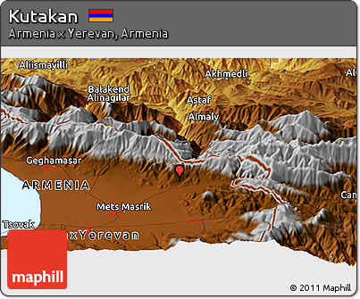 Physical Panoramic Map of Kutakan