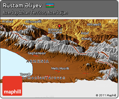 Physical Panoramic Map of Rüstǝm Əliyev