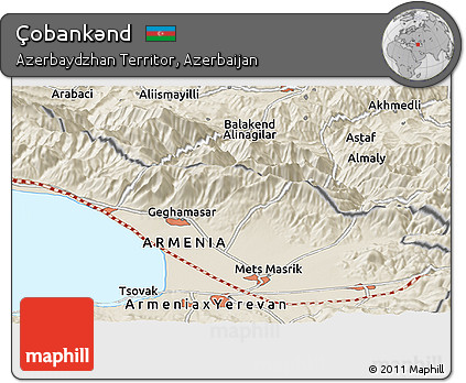 Shaded Relief Panoramic Map of Çobankǝnd