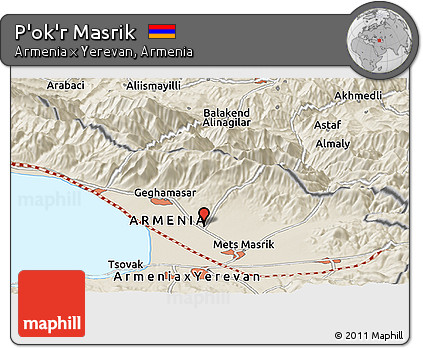 Shaded Relief Panoramic Map of P'ok'r Masrik