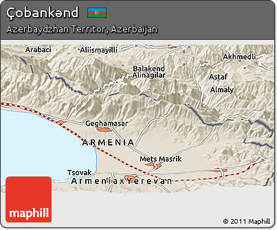 Shaded Relief Panoramic Map of Çobankǝnd