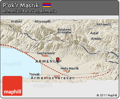 Shaded Relief Panoramic Map of P'ok'r Masrik