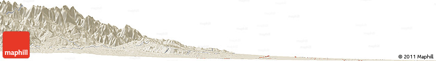 Shaded Relief Horizon Map of the Area around 40° 23' 48" N, 46° 49' 30" E