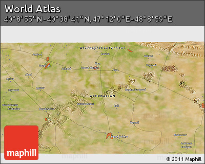 Satellite 3D Map of the Area around 40° 23' 48" N, 47° 40' 29" E