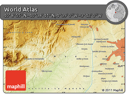 Physical Map of the Area around 40° 23' 48" N, 4° 10' 30" W