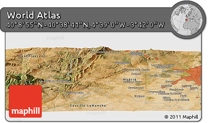Satellite Panoramic Map of the Area around 40° 23' 48" N, 4° 10' 30" W