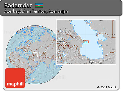 Gray Location Map of Badamdar, hill shading