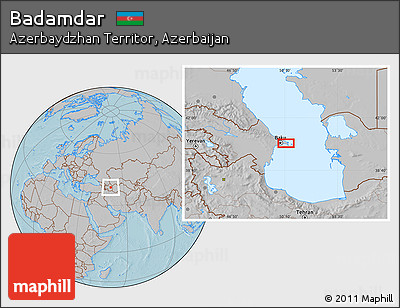 Gray Location Map of Badamdar, hill shading