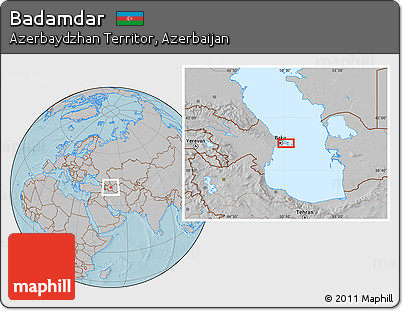 Gray Location Map of Badamdar, hill shading