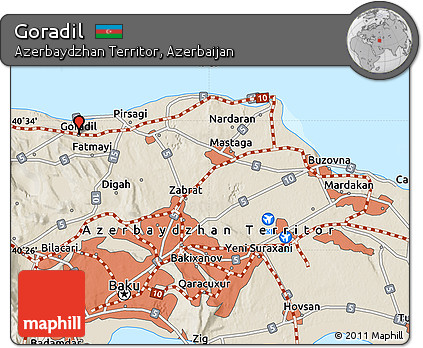 Shaded Relief Map of Goradil