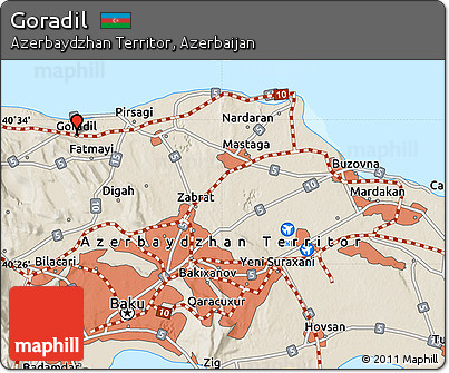 Shaded Relief Map of Goradil