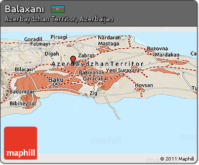 Shaded Relief Panoramic Map of Balaxanı