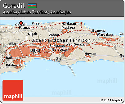 Shaded Relief Panoramic Map of Goradil