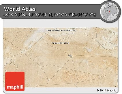 Satellite 3D Map of the Area around 40° 23' 48" N, 53° 37' 30" E