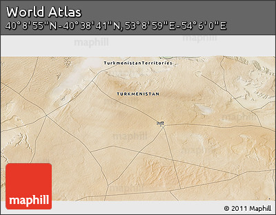 Satellite 3D Map of the Area around 40° 23' 48" N, 53° 37' 30" E