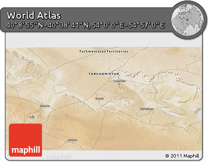 Satellite 3D Map of the Area around 40° 23' 48" N, 54° 28' 30" E