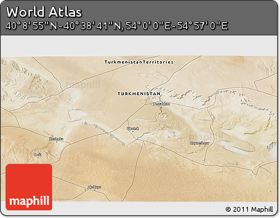 Satellite 3D Map of the Area around 40° 23' 48" N, 54° 28' 30" E