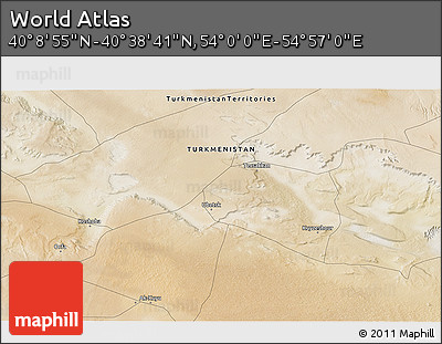 Satellite 3D Map of the Area around 40° 23' 48" N, 54° 28' 30" E