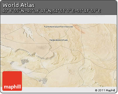 Satellite 3D Map of the Area around 40° 23' 48" N, 55° 19' 30" E