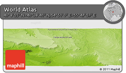 Physical Panoramic Map of the Area around 40° 23' 48" N, 55° 19' 30" E