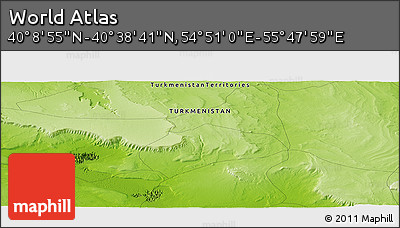Physical Panoramic Map of the Area around 40° 23' 48" N, 55° 19' 30" E