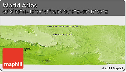 Physical Panoramic Map of the Area around 40° 23' 48" N, 55° 19' 30" E