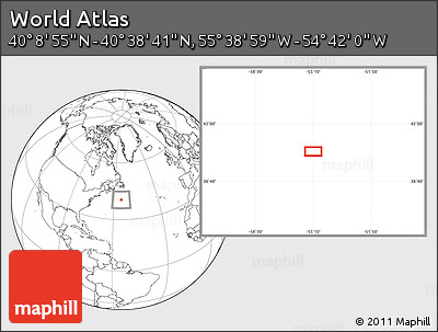 Blank Location Map of the Area around 40° 23' 48" N, 55° 10' 29" W