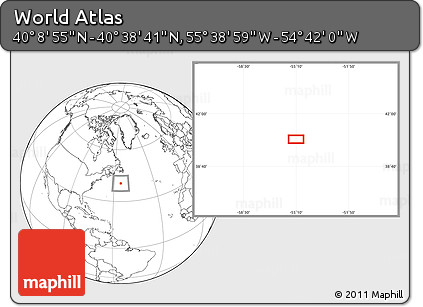 Blank Location Map of the Area around 40° 23' 48" N, 55° 10' 29" W