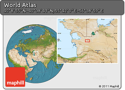 Satellite Location Map of the Area around 40° 23' 48" N, 56° 10' 29" E