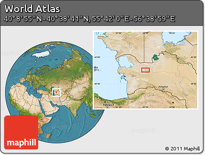 Satellite Location Map of the Area around 40° 23' 48" N, 56° 10' 29" E