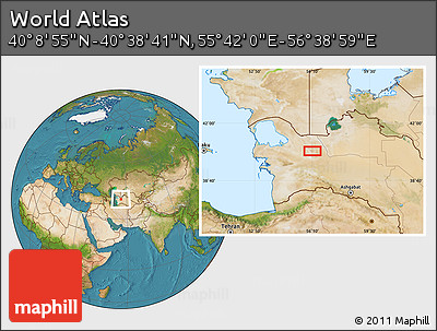 Satellite Location Map of the Area around 40° 23' 48" N, 56° 10' 29" E