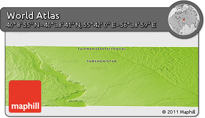 Physical Panoramic Map of the Area around 40° 23' 48" N, 56° 10' 29" E