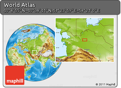 Physical Location Map of the Area around 40° 23' 48" N, 57° 52' 30" E