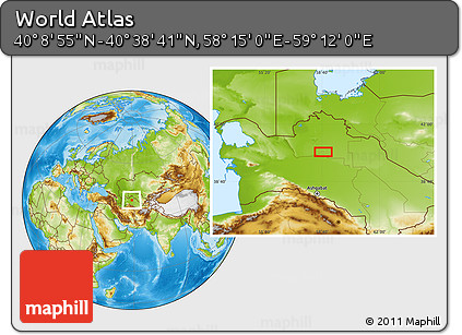 Physical Location Map of the Area around 40° 23' 48" N, 58° 43' 30" E