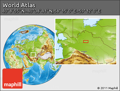 Physical Location Map of the Area around 40° 23' 48" N, 58° 43' 30" E