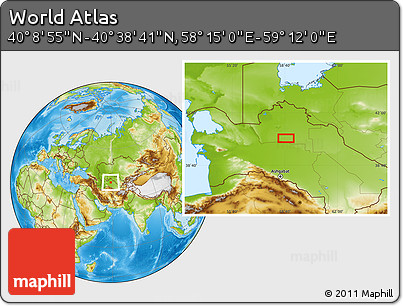 Physical Location Map of the Area around 40° 23' 48" N, 58° 43' 30" E