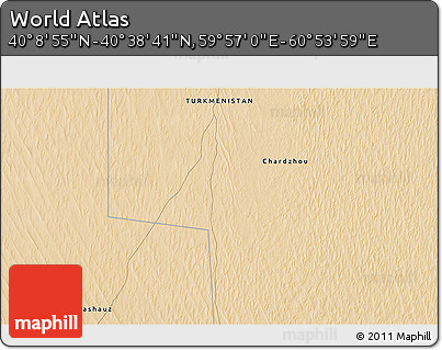 Satellite 3D Map of the Area around 40° 23' 48" N, 60° 25' 29" E