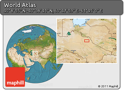 Satellite Location Map of the Area around 40° 23' 48" N, 61° 16' 29" E