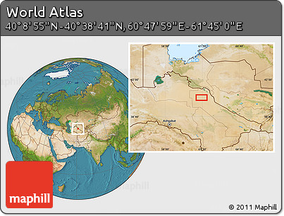 Satellite Location Map of the Area around 40° 23' 48" N, 61° 16' 29" E