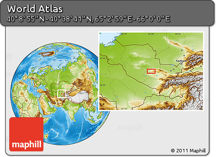 Physical Location Map of the Area around 40° 23' 48" N, 65° 31' 30" E