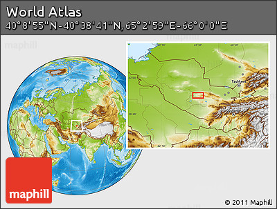 Physical Location Map of the Area around 40° 23' 48" N, 65° 31' 30" E