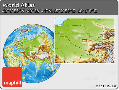Physical Location Map of the Area around 40° 23' 48" N, 65° 31' 30" E